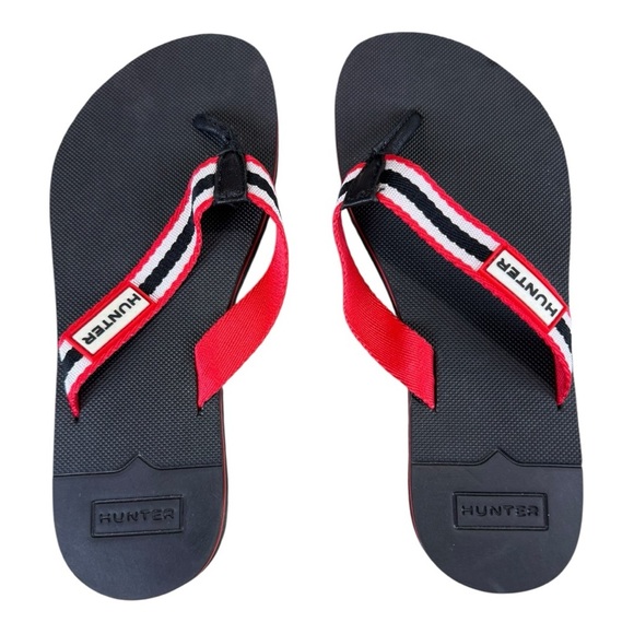 Hunter Red White Black Logo Flip-Flops Women’s Size 6 New Without Box - Picture 3 of 6